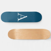 Ocean Blue Schlicht Elegant Modern Monogram Initia Skateboard (Horizontal)
