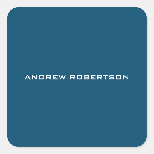 Ocean Blue Schlicht Elegante Moderne einzigartig Quadratischer Aufkleber (Vorderseite)