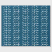Ocean Blue Schlicht Elegante Moderne Kalligraphie Geschenkpapier (Flach)