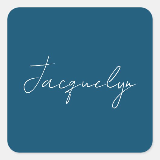 Ocean Blue Schlicht Elegante Moderner Minimalistis Quadratischer Aufkleber (Vorderseite)