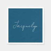 Ocean Blue Schlicht Elegante Moderner Minimalistis Serviette (Vorderseite)