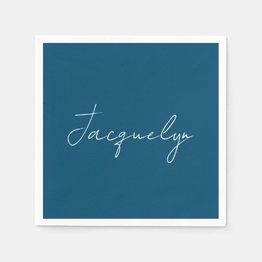 Ocean Blue Schlicht Elegante Moderner Minimalistis Serviette (Vorderseite)