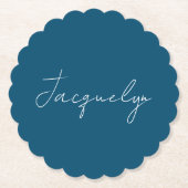 Ocean Blue Schlicht Elegante Moderner Minimalistis Untersetzer (Vorderseite)