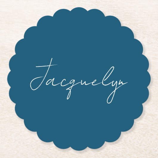 Ocean Blue Schlicht Elegante Moderner Minimalistis Untersetzer (Vorderseite)