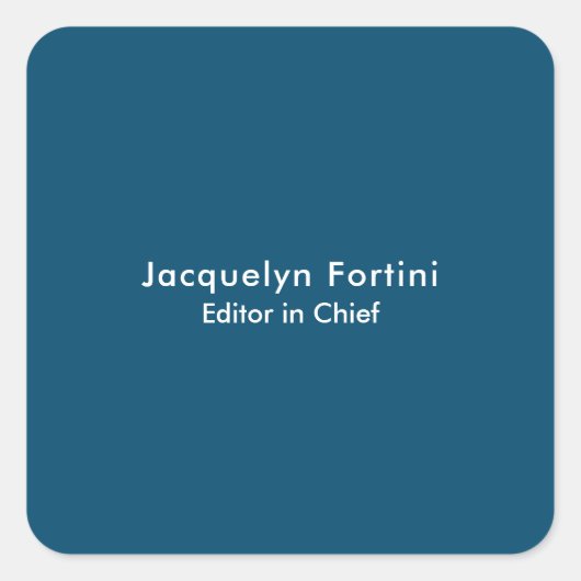 Ocean Blue Schlicht Elegante Modernes Minimalistis Quadratischer Aufkleber (Vorderseite)