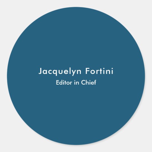 Ocean Blue Schlicht Elegante Modernes Minimalistis Runder Aufkleber (Vorderseite)