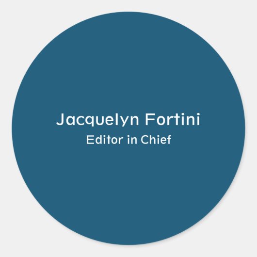 Ocean Blue Schlicht Elegante Modernes Minimalistis Runder Aufkleber (Vorderseite)