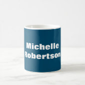 Ocean Blue Schlicht Minimalistischer Name hinzufüg Kaffeetasse (Mittel)