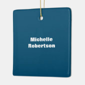 Ocean Blue Schlicht Minimalistischer Name hinzufüg Keramikornament (Links)