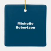 Ocean Blue Schlicht Minimalistischer Name hinzufüg Keramikornament (Rückseite)