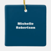 Ocean Blue Schlicht Minimalistischer Name hinzufüg Keramikornament (Vorderseite)