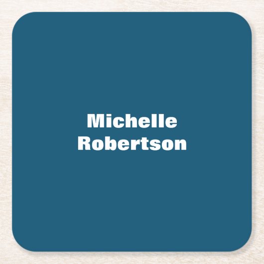 Ocean Blue Schlicht Minimalistischer Name hinzufüg Rechteckiger Pappuntersetzer (Vorderseite)
