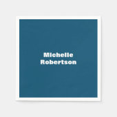 Ocean Blue Schlicht Minimalistischer Name hinzufüg Serviette (Vorderseite)