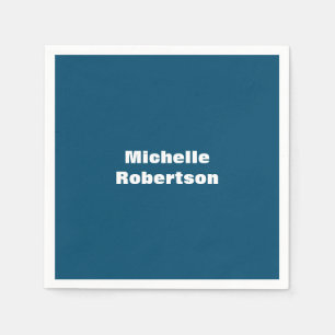 Ocean Blue Schlicht Minimalistischer Name hinzufüg Serviette