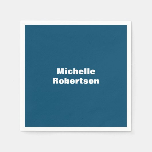 Ocean Blue Schlicht Minimalistischer Name hinzufüg Serviette (Vorderseite)