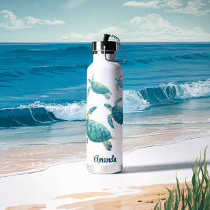 Ocean Blue Sea Turtle Trio Trinkflasche