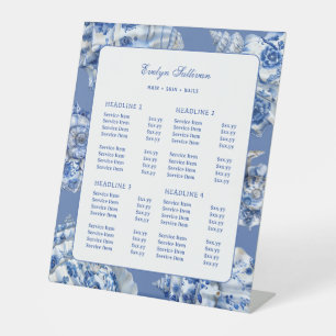 Ocean Blue Seashells Preisliste Podestschild Sockelschild