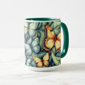 Ocean Blue Shades Butterflies Tasse (VorderseiteRechts)
