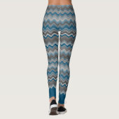 Ocean Blue Silver Gray Wavy Muster Leggings (Rückseite)