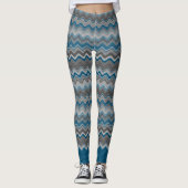 Ocean Blue Silver Gray Wavy Muster Leggings (Vorderseite)