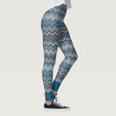 Ocean Blue Silver Gray Wavy Muster Leggings (Rechts)