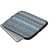 Ocean Blue Silver Gray Wavy Zigzag Muster Laptopschutzhülle (Vorne Knopf)