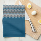 Ocean Blue Silver Gray Wavy Zigzag Muster Le Geschirrtuch (Viertel Falte)