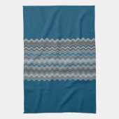 Ocean Blue Silver Gray Wavy Zigzag Muster Le Geschirrtuch (Vertikal)