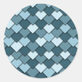 Ocean Blue Square und Diamond Pattern Runder Aufkleber
