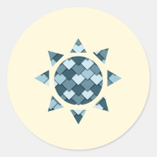 Ocean Blue Square und Diamond Sun Runder Aufkleber