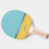 Ocean Blue, Sunny Beach, Silver Hearts Monogram Tischtennis Schläger (Seitenansicht)