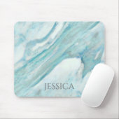 Ocean Blue Surf Abstraktes Marmormuster Mousepad (Mit Mouse)