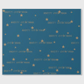 Ocean Blue & Tan Frohe Weihnachts-Star-Geschenkwra Geschenkpapier (Flach)