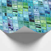 Ocean Blue Tile Art über anpassbares Qualitätspapi Geschenkpapier (Ecke)
