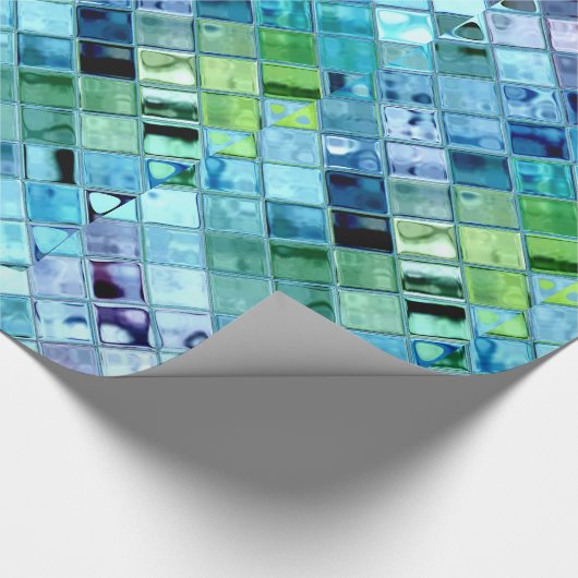 Ocean Blue Tile Art über anpassbares Qualitätspapi Geschenkpapier (Ecke)