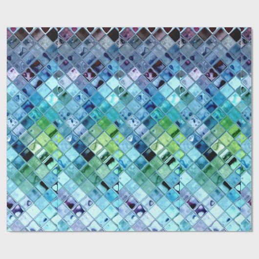 Ocean Blue Tile Art über anpassbares Qualitätspapi Geschenkpapier (Flach)