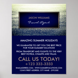 Ocean Blue, Travel Agent Advertising Poster