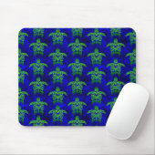 Ocean Blue Tribal Green Sea Turtles Mousepad (Mit Mouse)