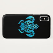 Ocean Blue Tribal Hawaiian Sea Turtle Case-Mate iPhone Hülle (Rückseite (Horizontal))