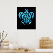 Ocean Blue Tribal Hawaiian Sea Turtle Poster (Küche)