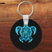 Ocean Blue Tribal Hawaiian Sea Turtle Schlüsselanhänger (Vorderseite)