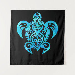 Ocean Blue Tribal Hawaiian Sea Turtle Wandteppich