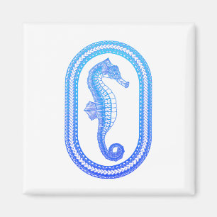 Ocean Blue Tribal Seepferd Magnet