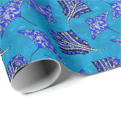 Ocean Blue Tribal Stingray Geschenkpapier (Rolleneckpunkt)