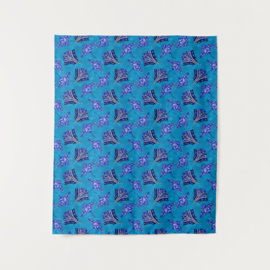 Ocean Blue Tribal Stingray Wandteppich (Vorderseite)