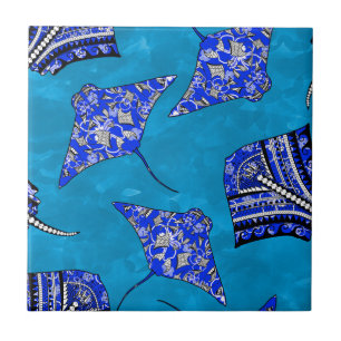 Ocean Blue Tribal Stingrays Fliese