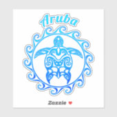 Ocean Blue Tribal Turtle Aruba Aufkleber (Blatt)