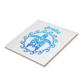 Ocean Blue Tribal Turtle Aruba Fliese (Seite)