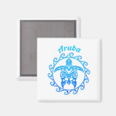 Ocean Blue Tribal Turtle Aruba Magnet (Vorderseite/Rückseite)