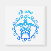 Ocean Blue Tribal Turtle Aruba Magnet (Vorne)